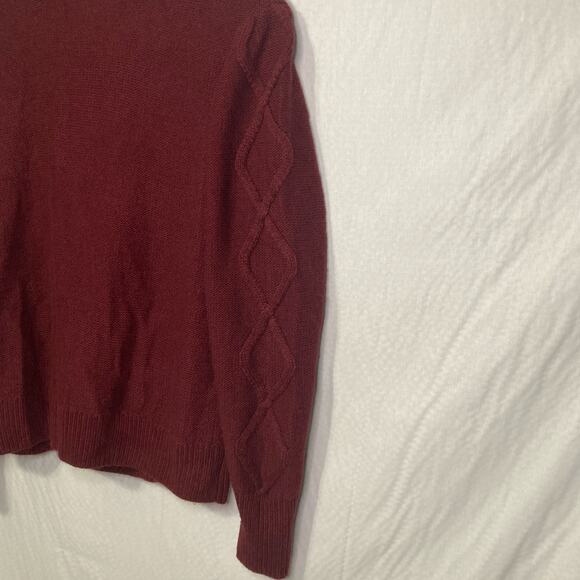 St. John's Bay Women's Size Large Cable-knit Crewneck Burgundy Sweater - Picture 5 of 9